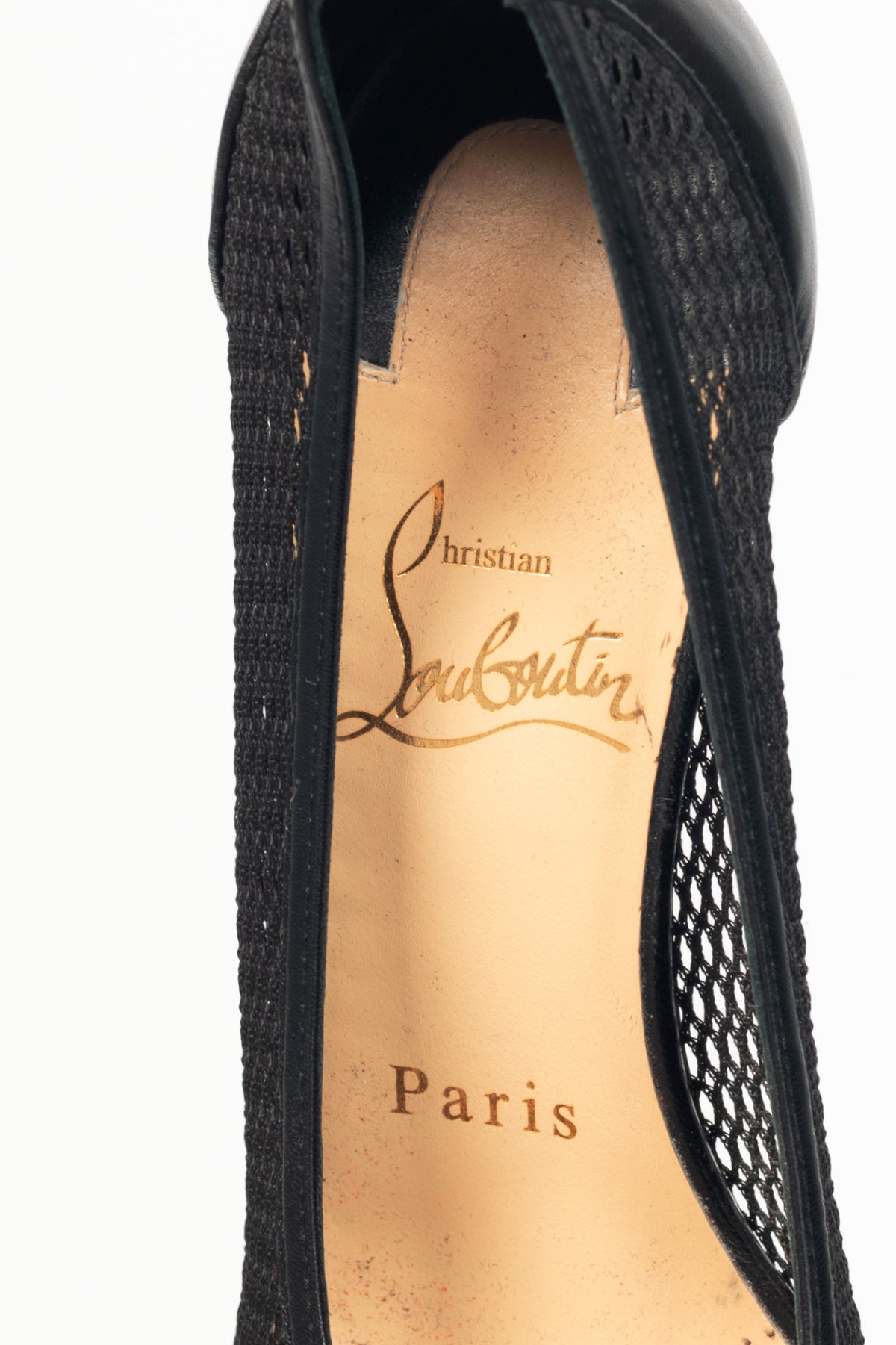 Christian Louboutin Filomena 85 Black Mesh & Leather Pumps