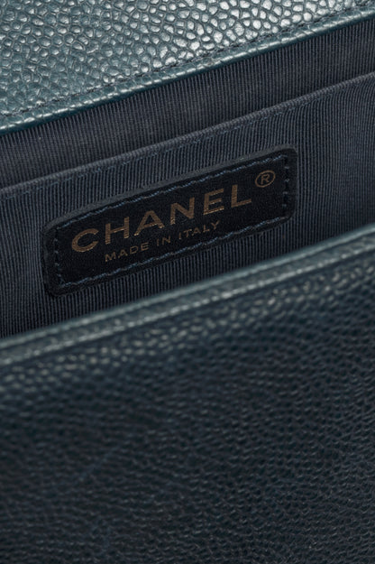 Chanel Medium Boy Navy Quilted Caviar Leather Flap Bag
