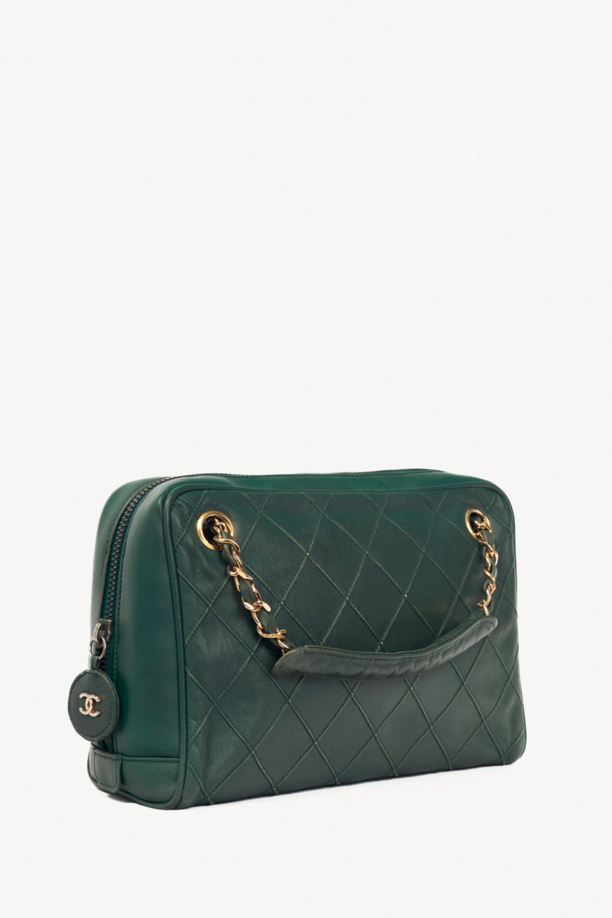 Chanel Emerald Green Leather Matelasse Shoulder Bag