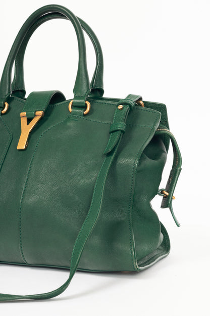 Yves Saint Laurent Cabas Chyc Green Leather Tote
