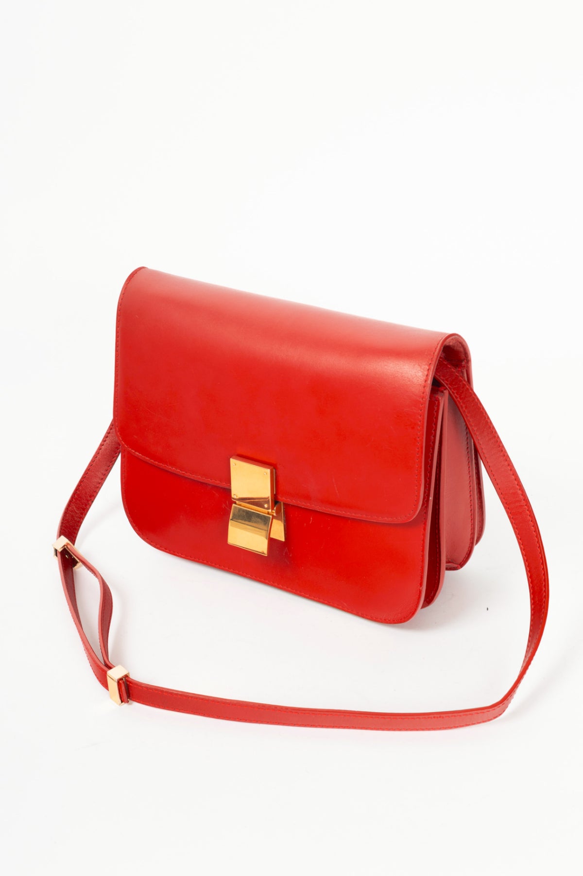 Celine Classic Box Medium Red Smooth Calfskin Shoulder Bag