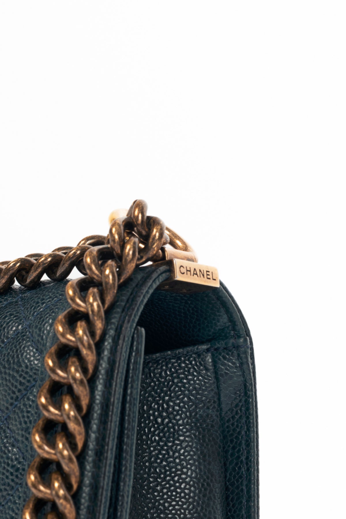 Chanel Medium Boy Navy Quilted Caviar Leather Flap Bag