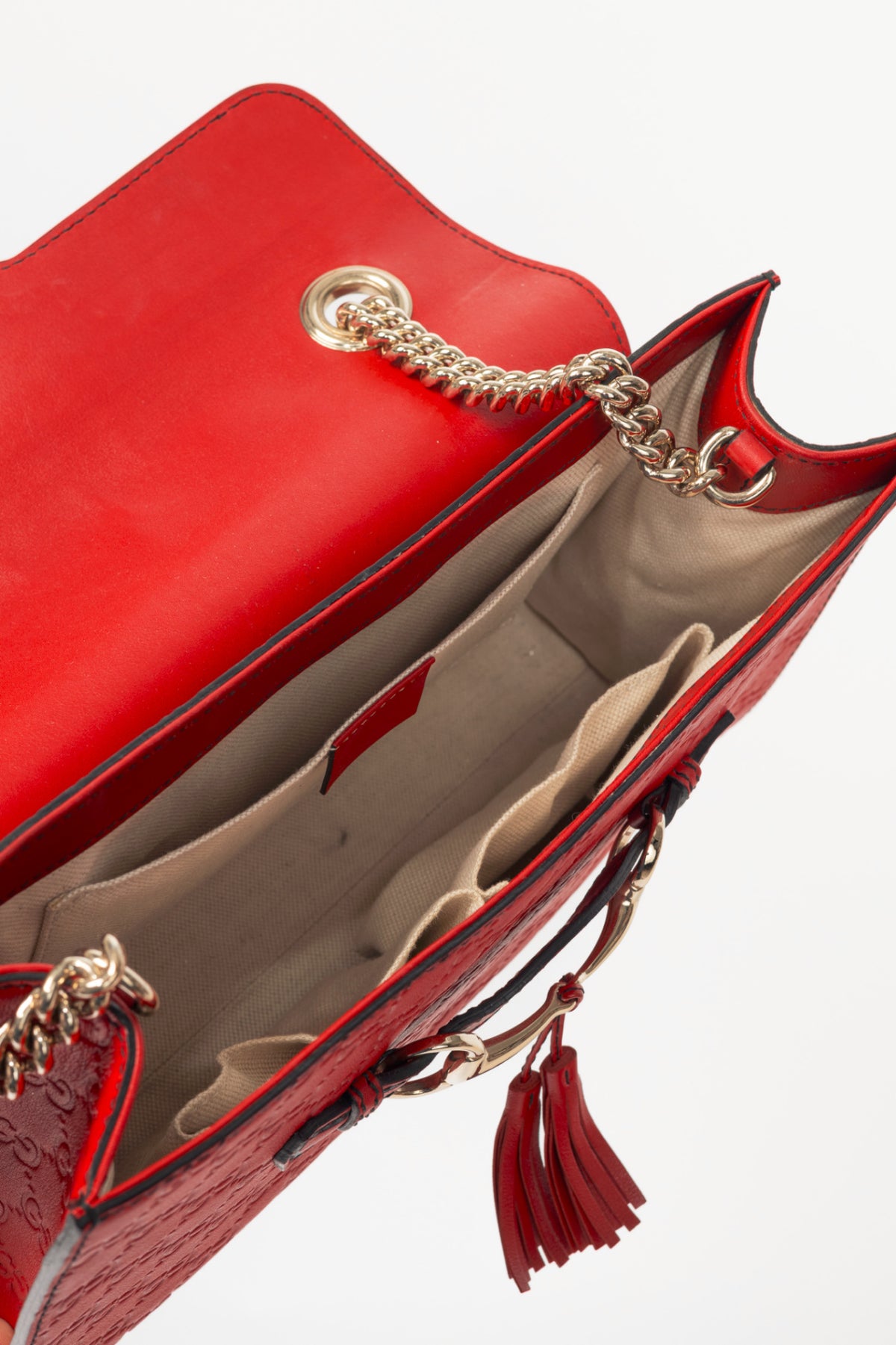 Gucci Emily Red Microguccissima Chain Shoulder Bag