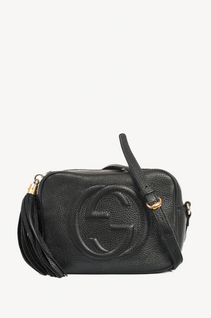 Gucci Soho Disco Black Pebbled-Leather GG Crossbody