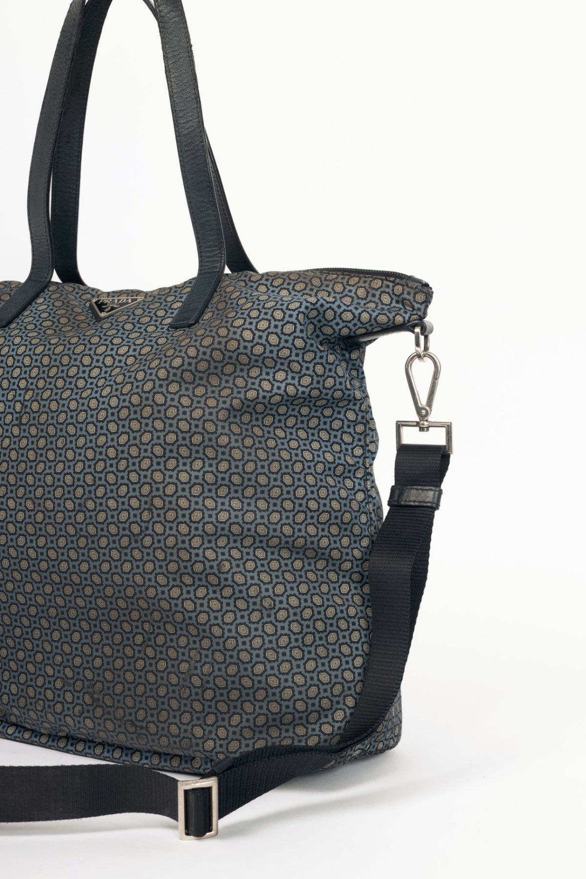 Prada Blue Stampato Tessuto Nylon Tote