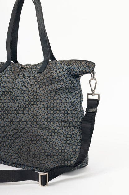 Prada Blue Stampato Tessuto Nylon Tote
