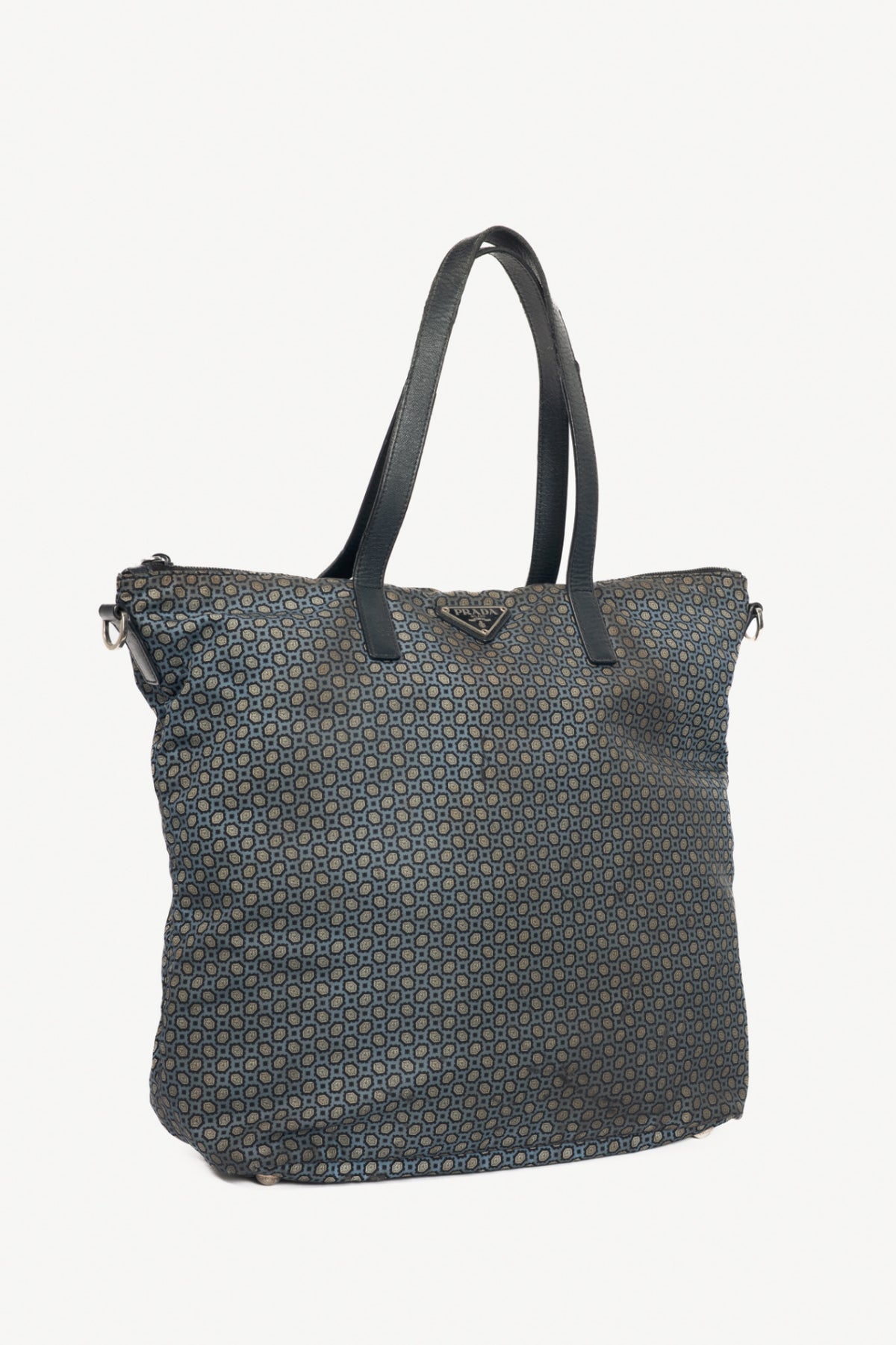 Prada Blue Stampato Tessuto Nylon Tote