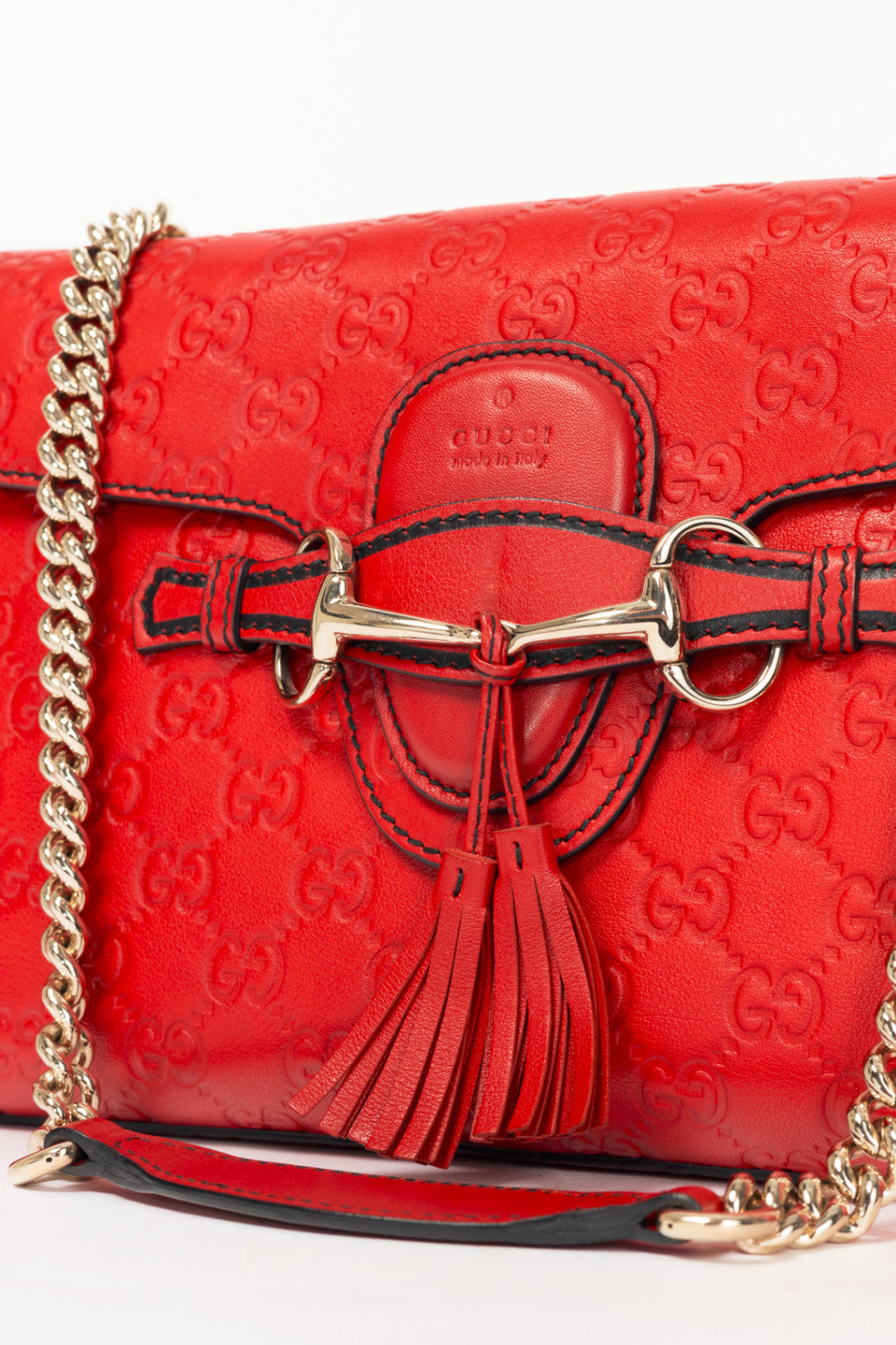Gucci Emily Red Microguccissima Chain Shoulder Bag