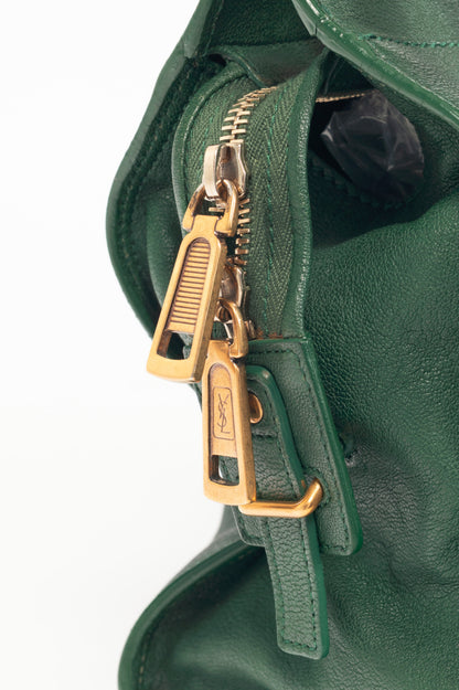 Yves Saint Laurent Cabas Chyc Green Leather Tote