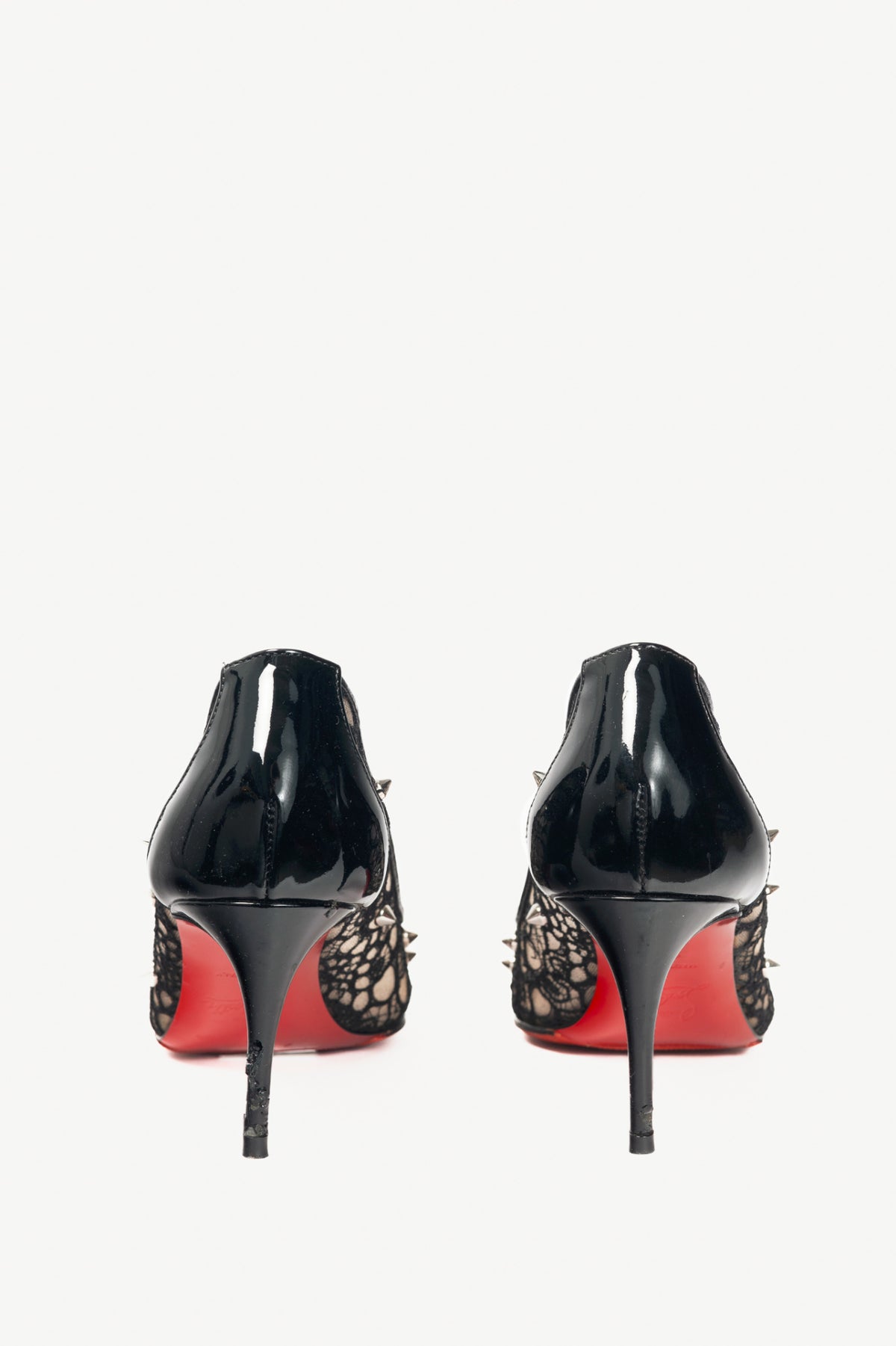 Christian Louboutin Lace 554 Spikes Black Pointed-Toe Pumps