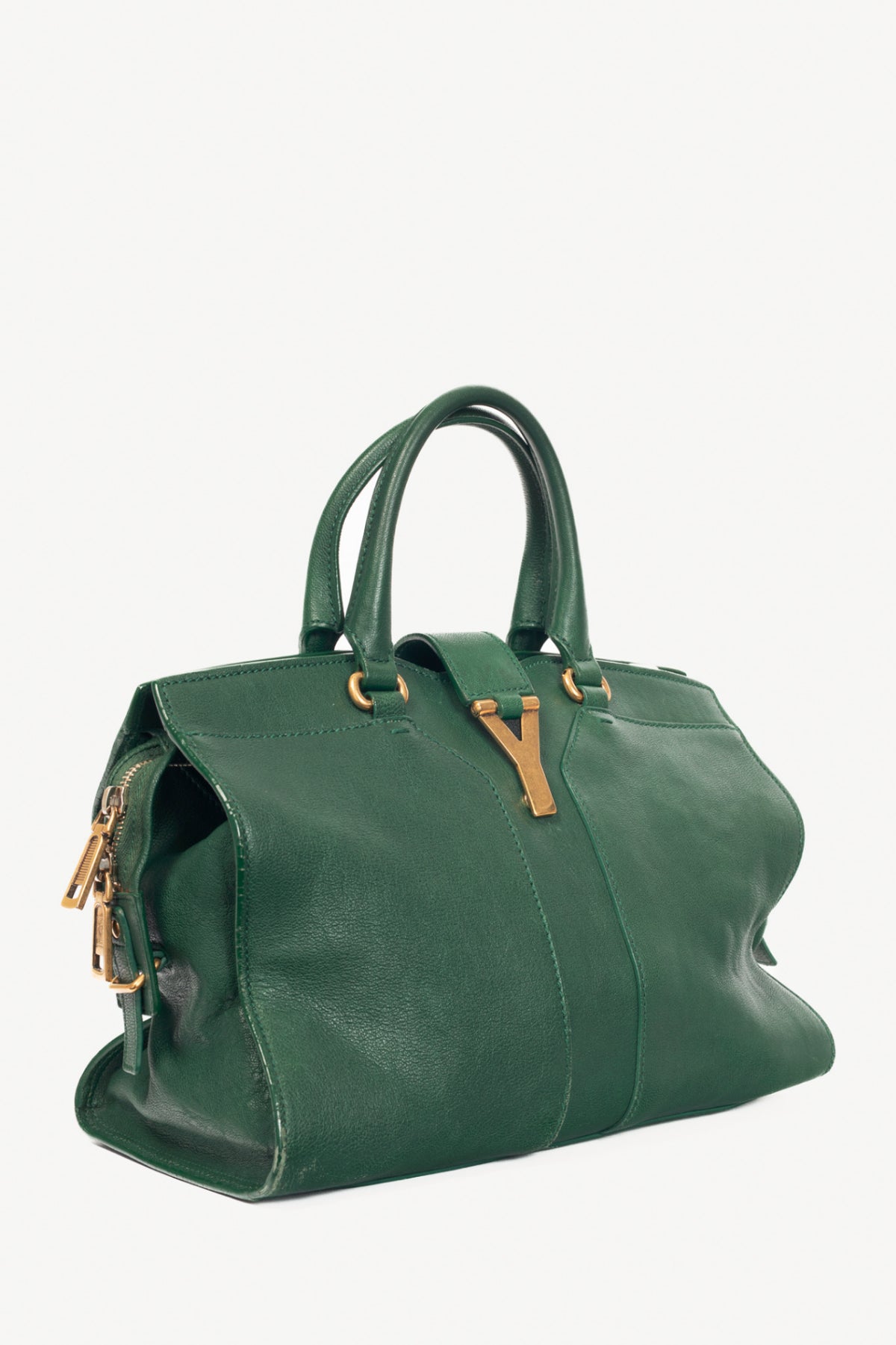 Yves Saint Laurent Cabas Chyc Green Leather Tote
