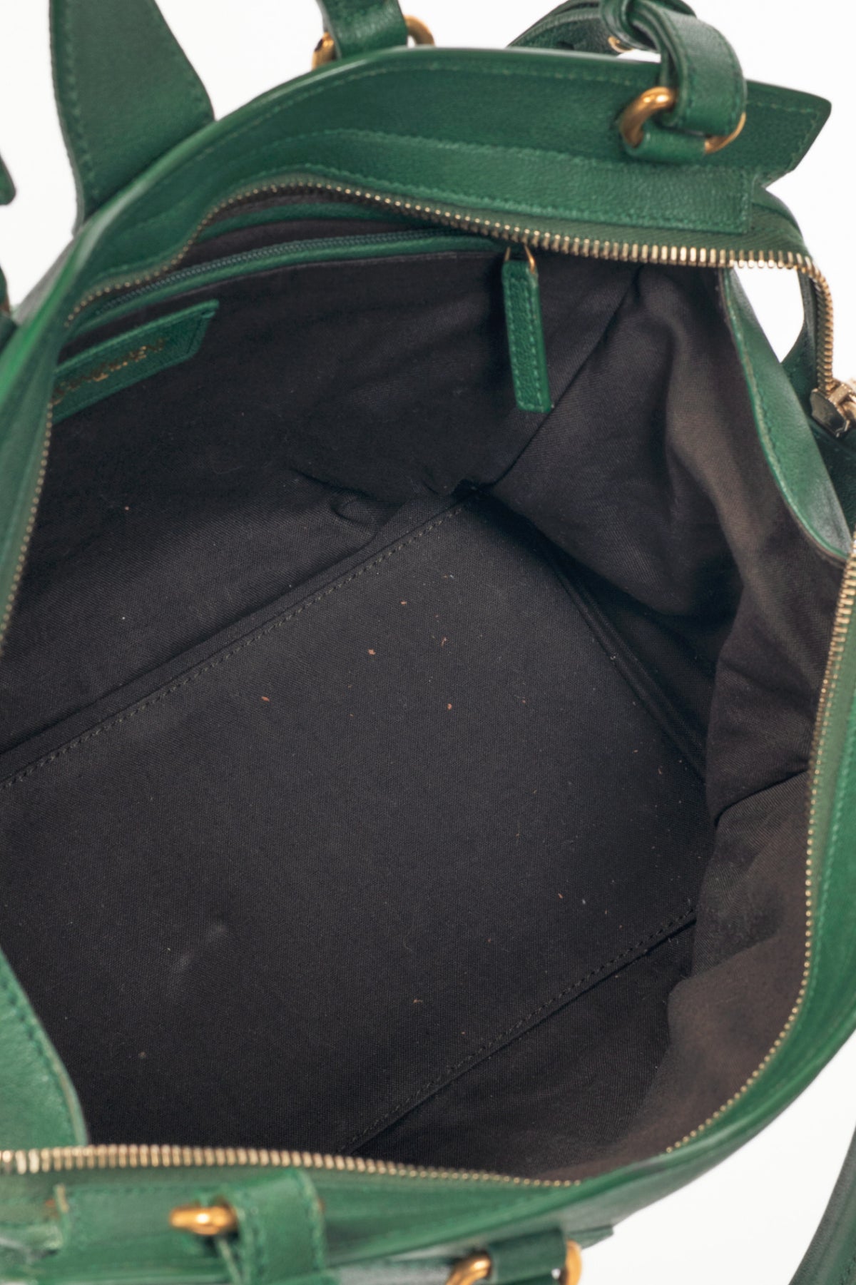 Yves Saint Laurent Cabas Chyc Green Leather Tote