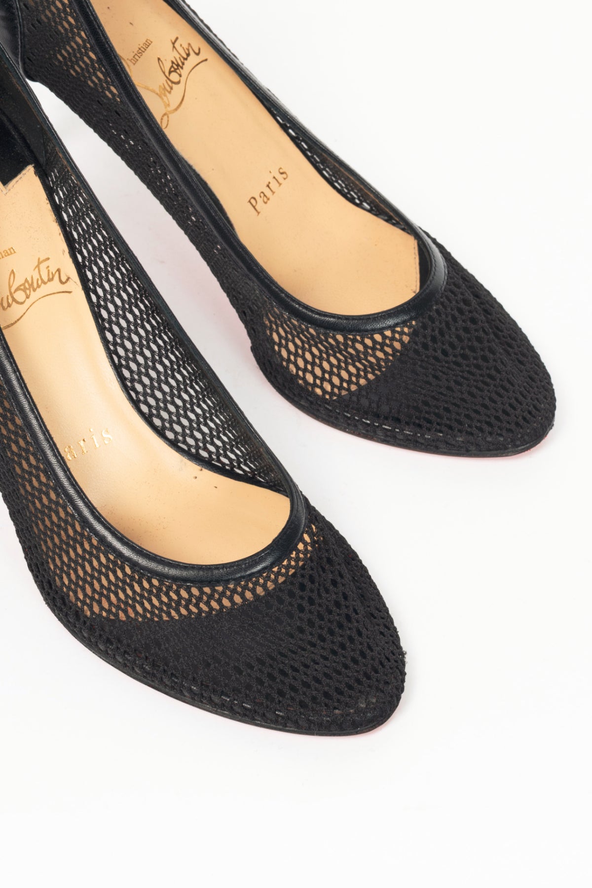 Christian Louboutin Filomena 85 Black Mesh & Leather Pumps