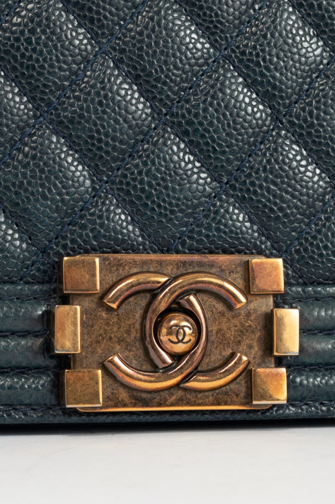 Chanel Medium Boy Navy Quilted Caviar Leather Flap Bag