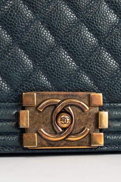 Chanel Medium Boy Navy Quilted Caviar Leather Flap Bag