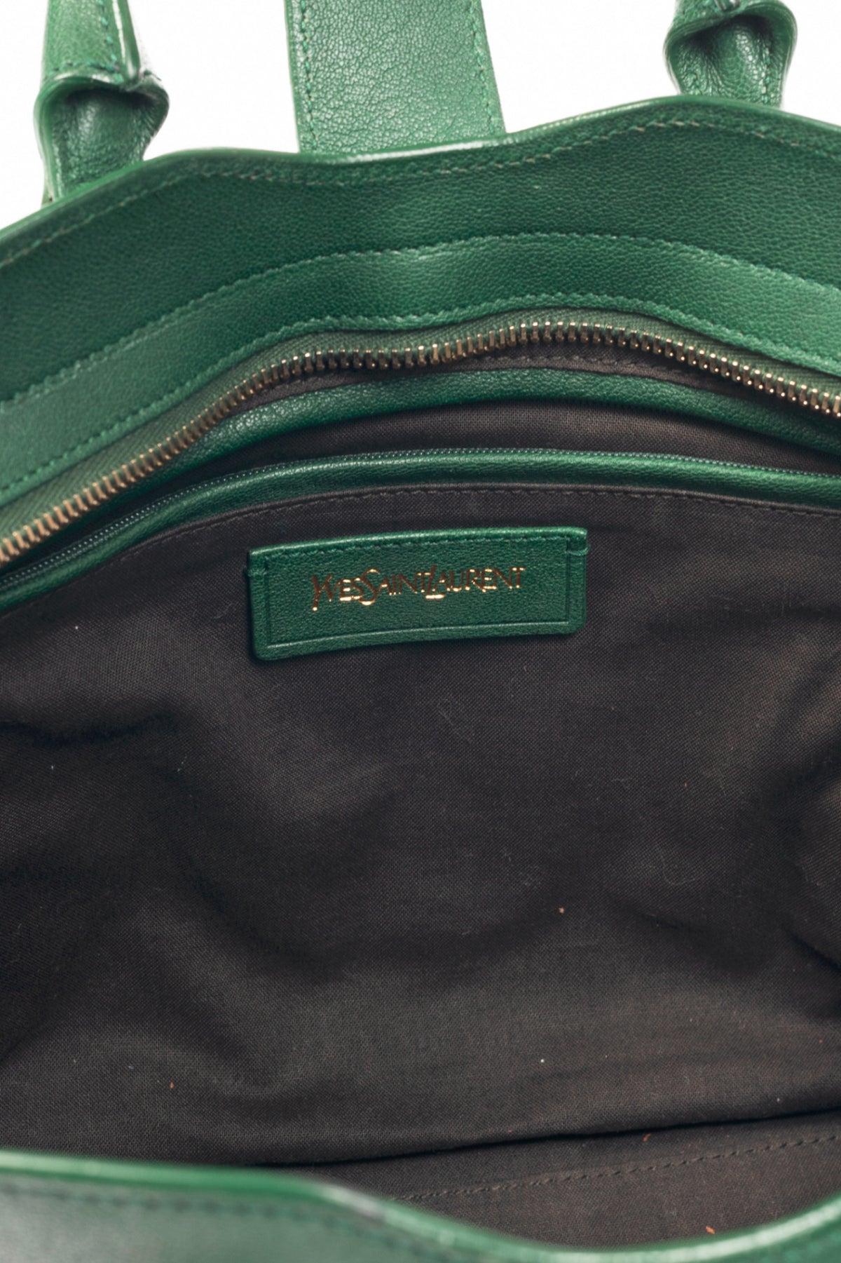 Yves Saint Laurent Cabas Chyc Green Leather Tote