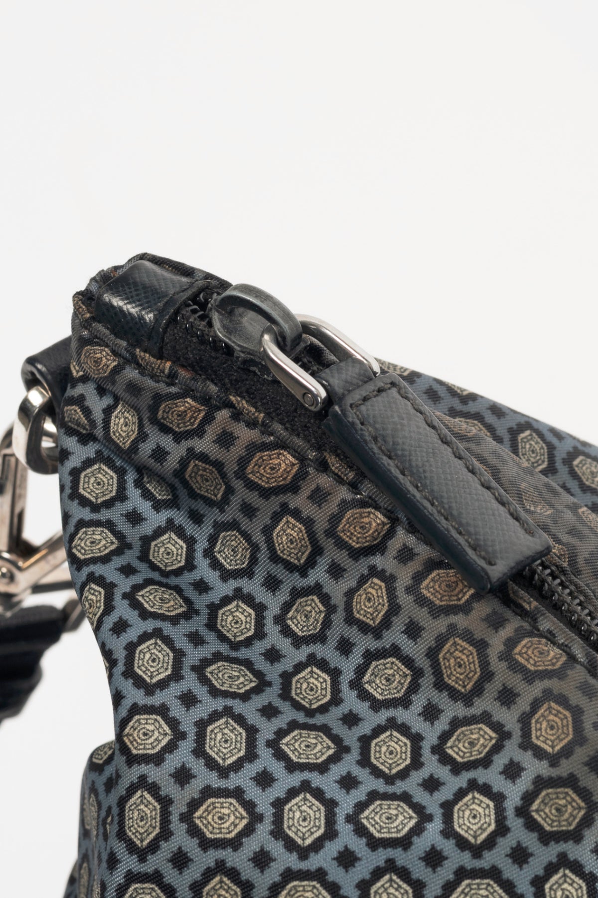 Prada Blue Stampato Tessuto Nylon Tote