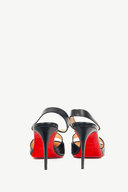 Christian Louboutin Actina 85 Black Nappa Shiny Slingback Pumps