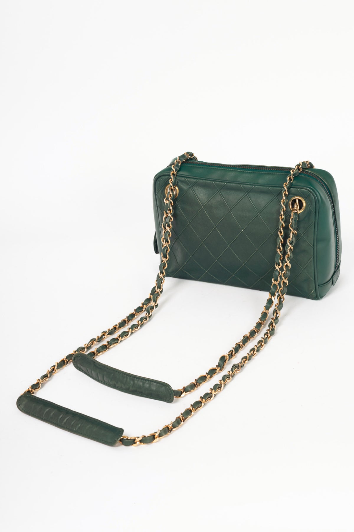 Chanel Emerald Green Leather Matelasse Shoulder Bag