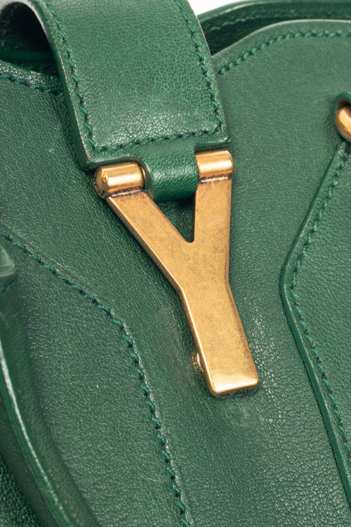 Yves Saint Laurent Cabas Chyc Green Leather Tote