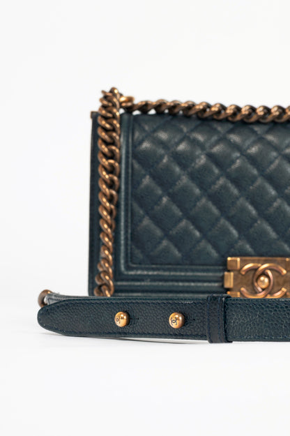 Chanel Medium Boy Navy Quilted Caviar Leather Flap Bag