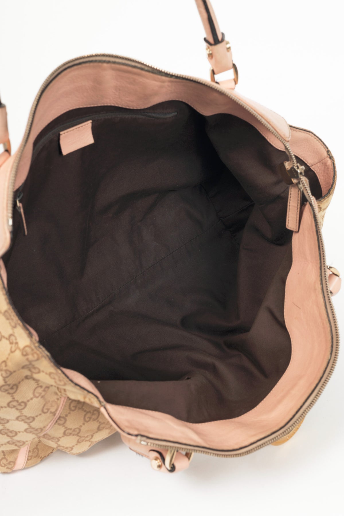 Gucci D-Gold Beige GG Canvas Leather-Trim Large Tote