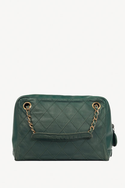 Chanel Emerald Green Leather Matelasse Shoulder Bag