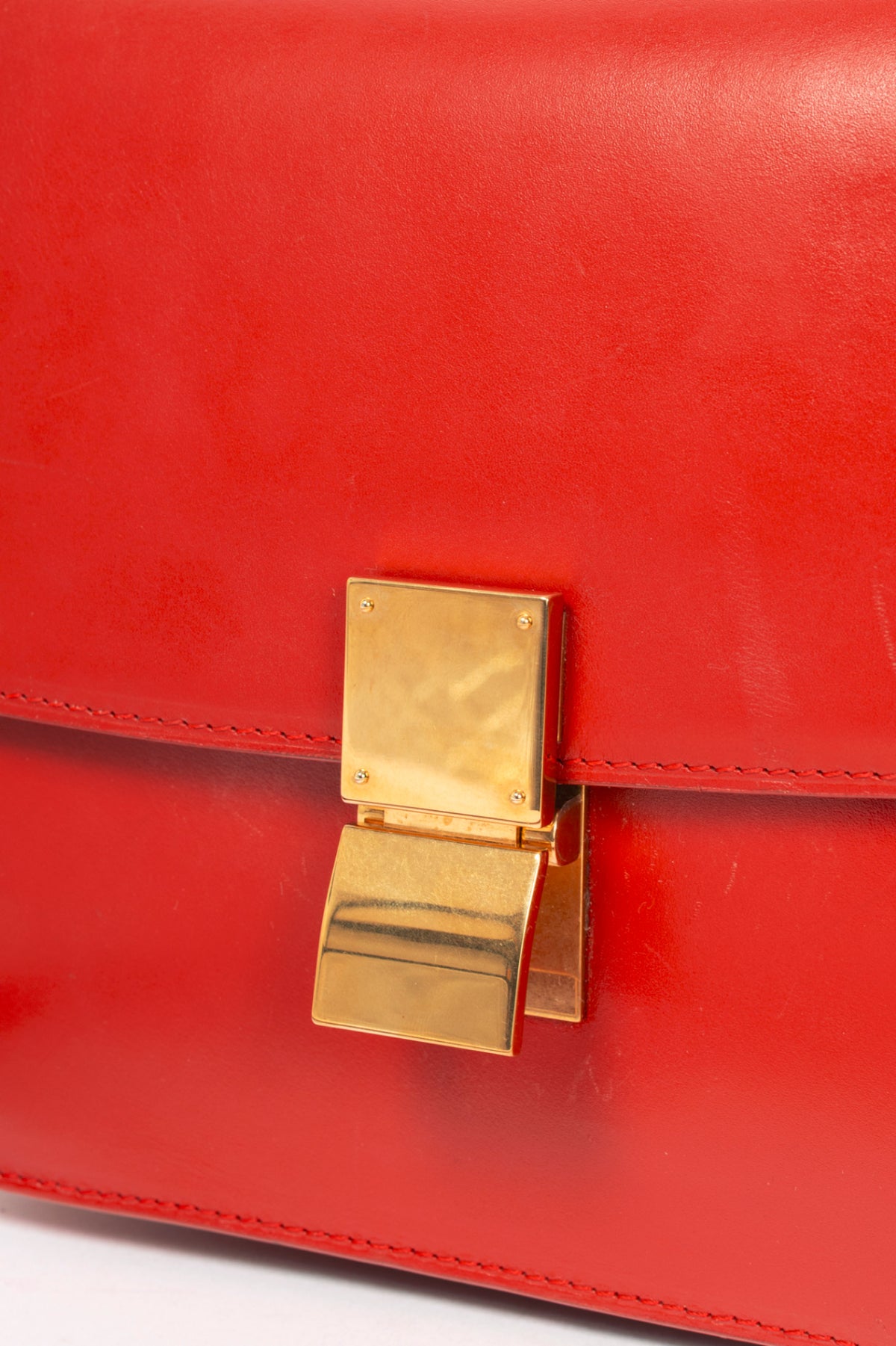 Celine Classic Box Medium Red Smooth Calfskin Shoulder Bag