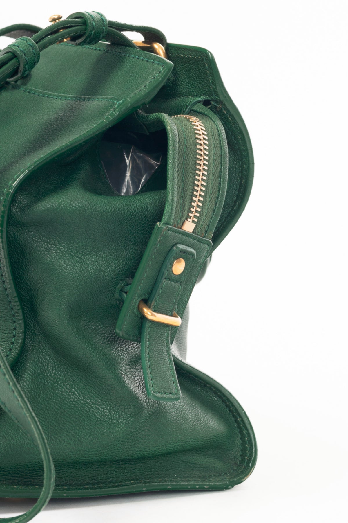 Yves Saint Laurent Cabas Chyc Green Leather Tote