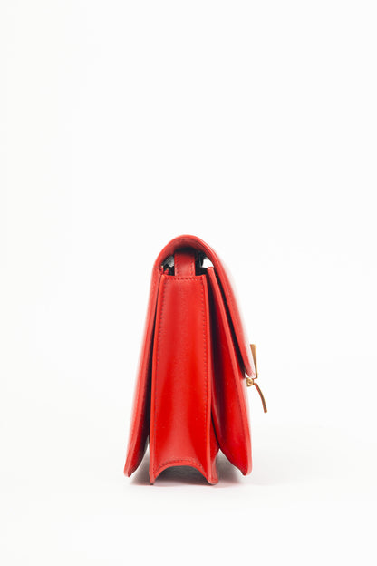 Celine Classic Box Medium Red Smooth Calfskin Shoulder Bag