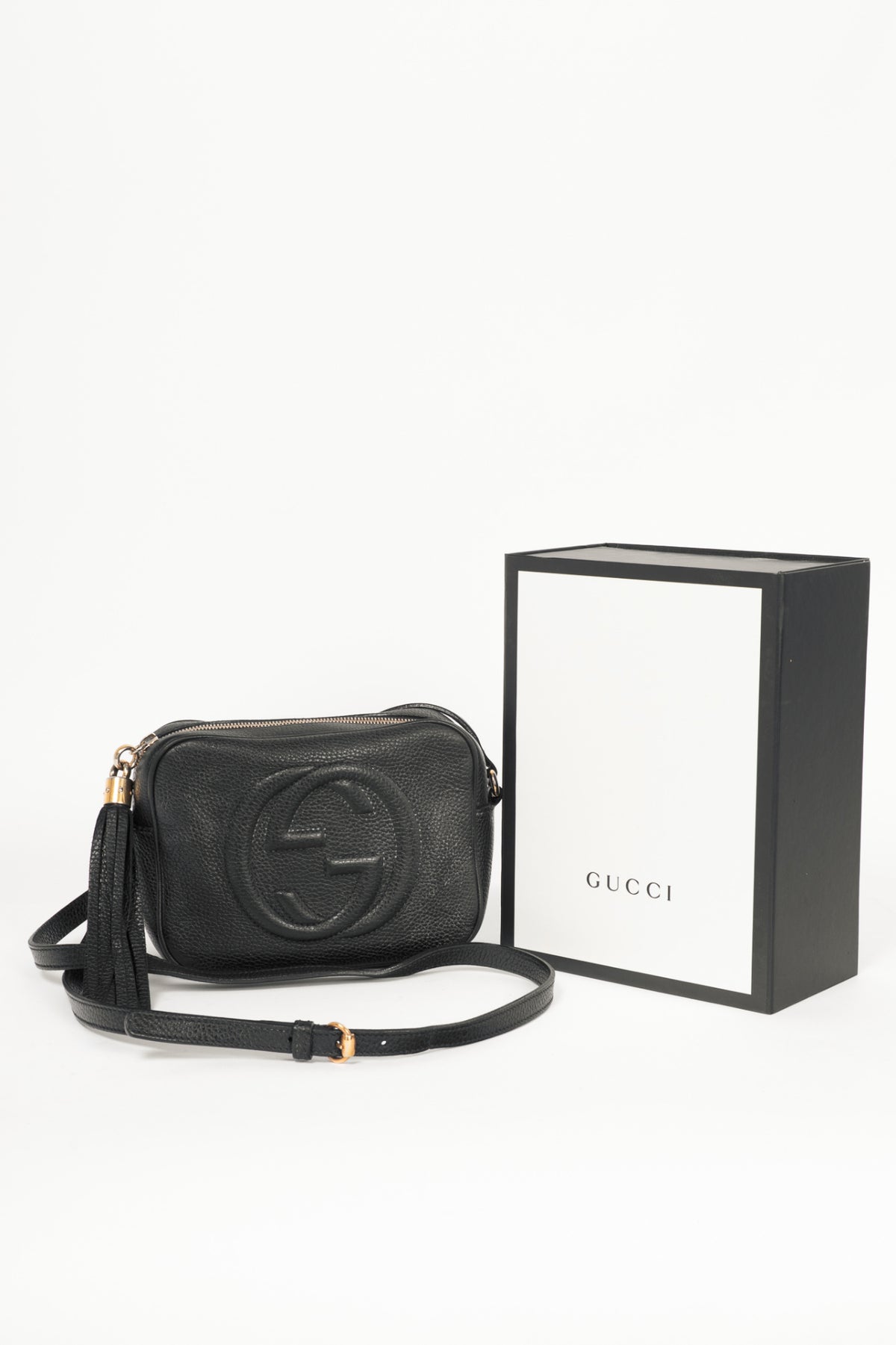 Gucci Soho Disco Black Pebbled-Leather GG Crossbody