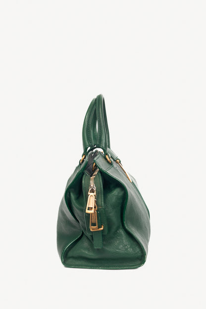 Yves Saint Laurent Cabas Chyc Green Leather Tote
