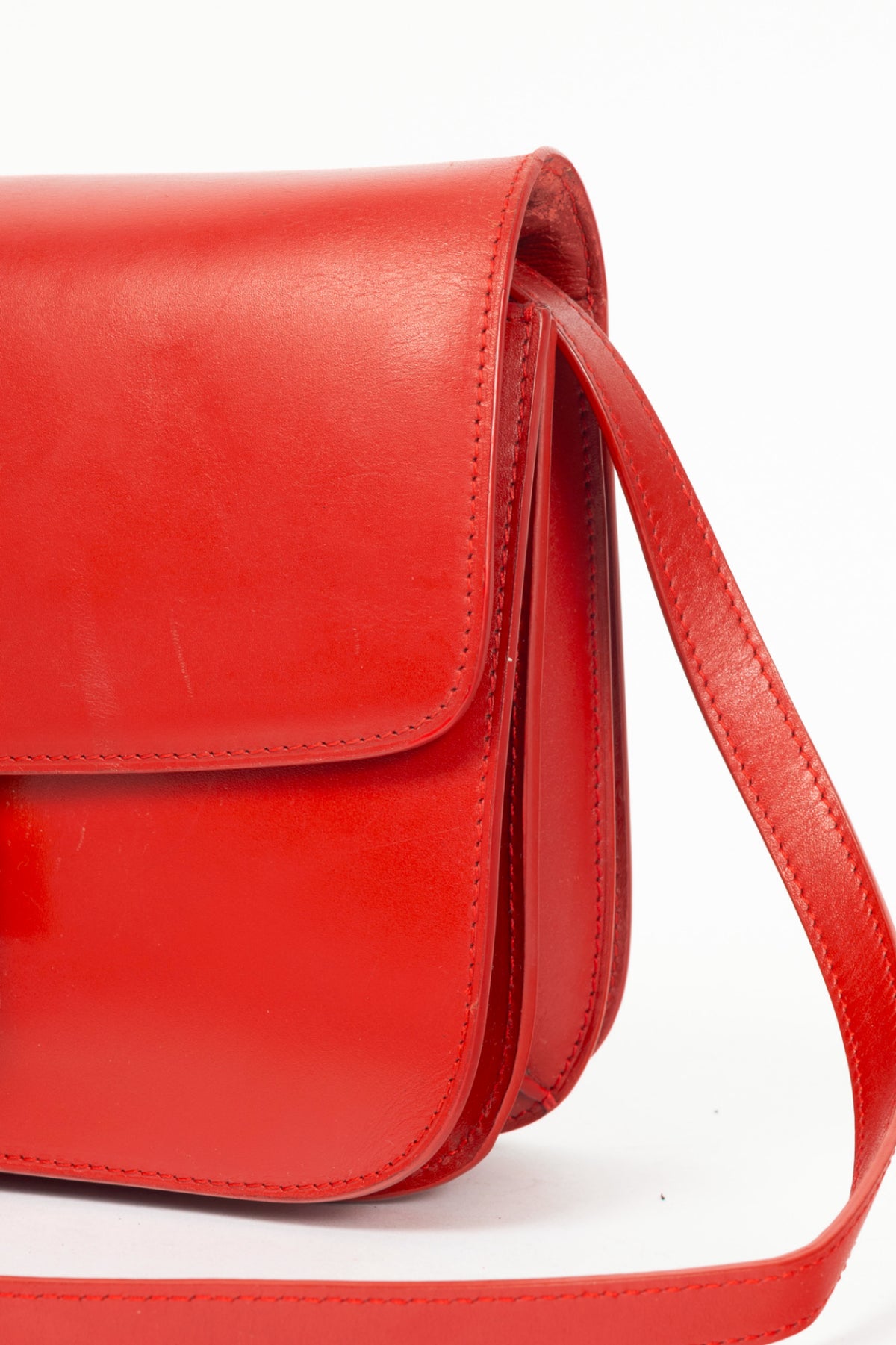 Celine Classic Box Medium Red Smooth Calfskin Shoulder Bag