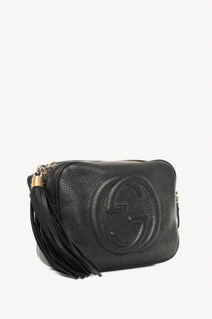 Gucci Soho Disco Black Pebbled-Leather GG Crossbody