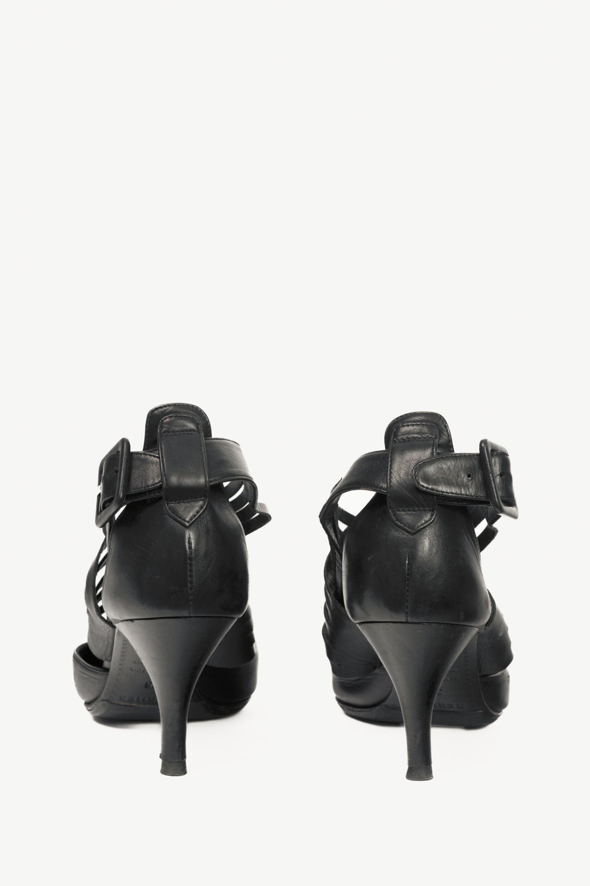 Hermes Black Leather Pointed-Toe Criss-Cross Pumps