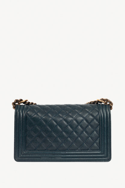 Chanel Medium Boy Navy Quilted Caviar Leather Flap Bag