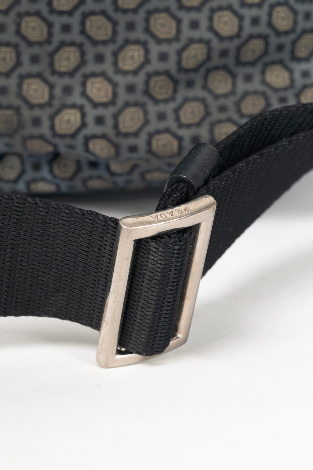 Prada Blue Stampato Tessuto Nylon Tote