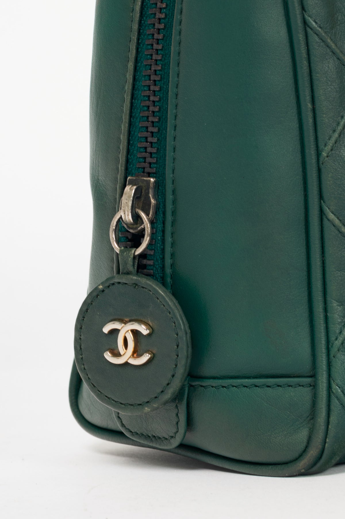 Chanel Emerald Green Leather Matelasse Shoulder Bag