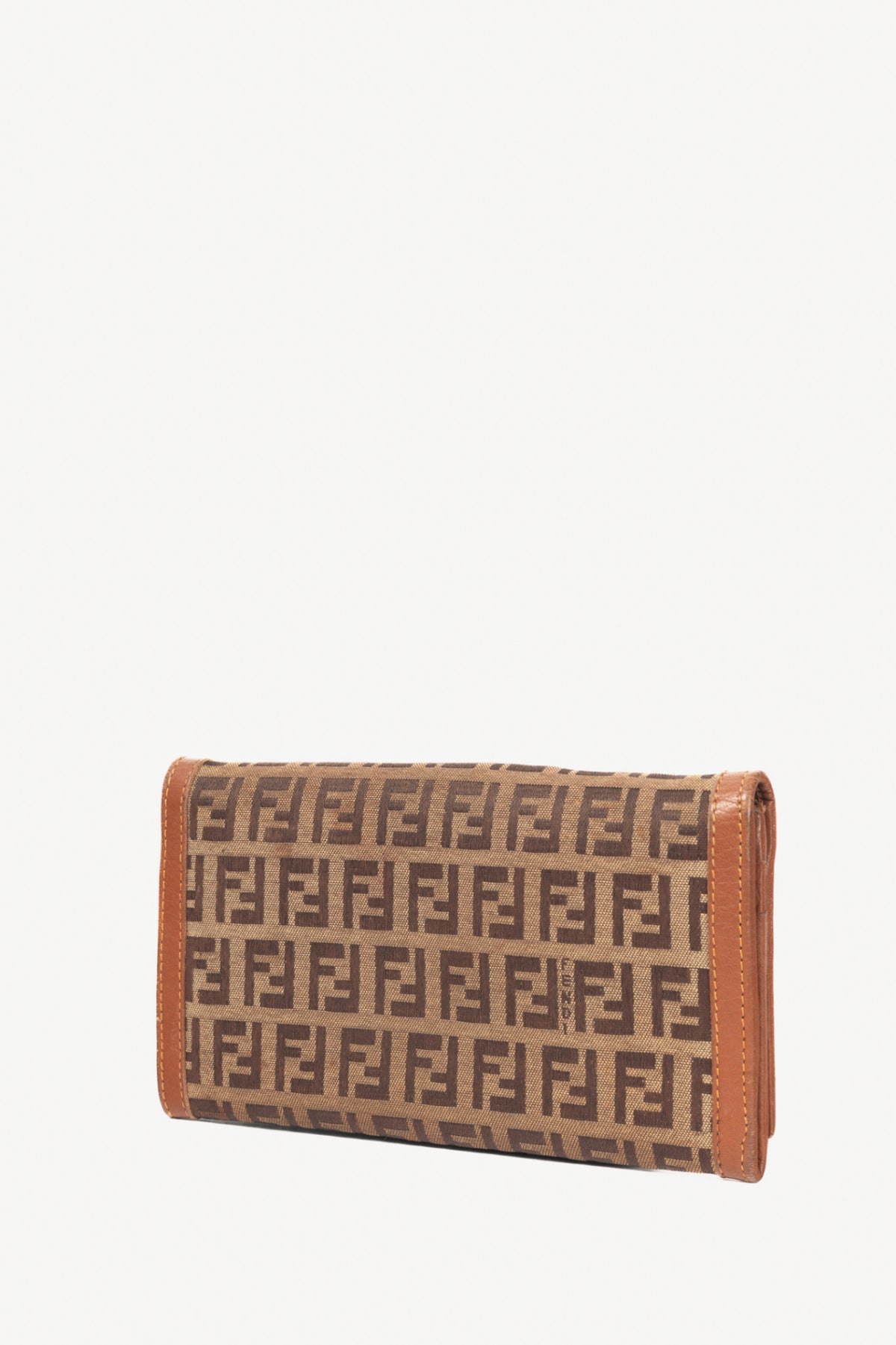 Fendi Beige Zucchino Canvas FF-Charm Long Wallet
