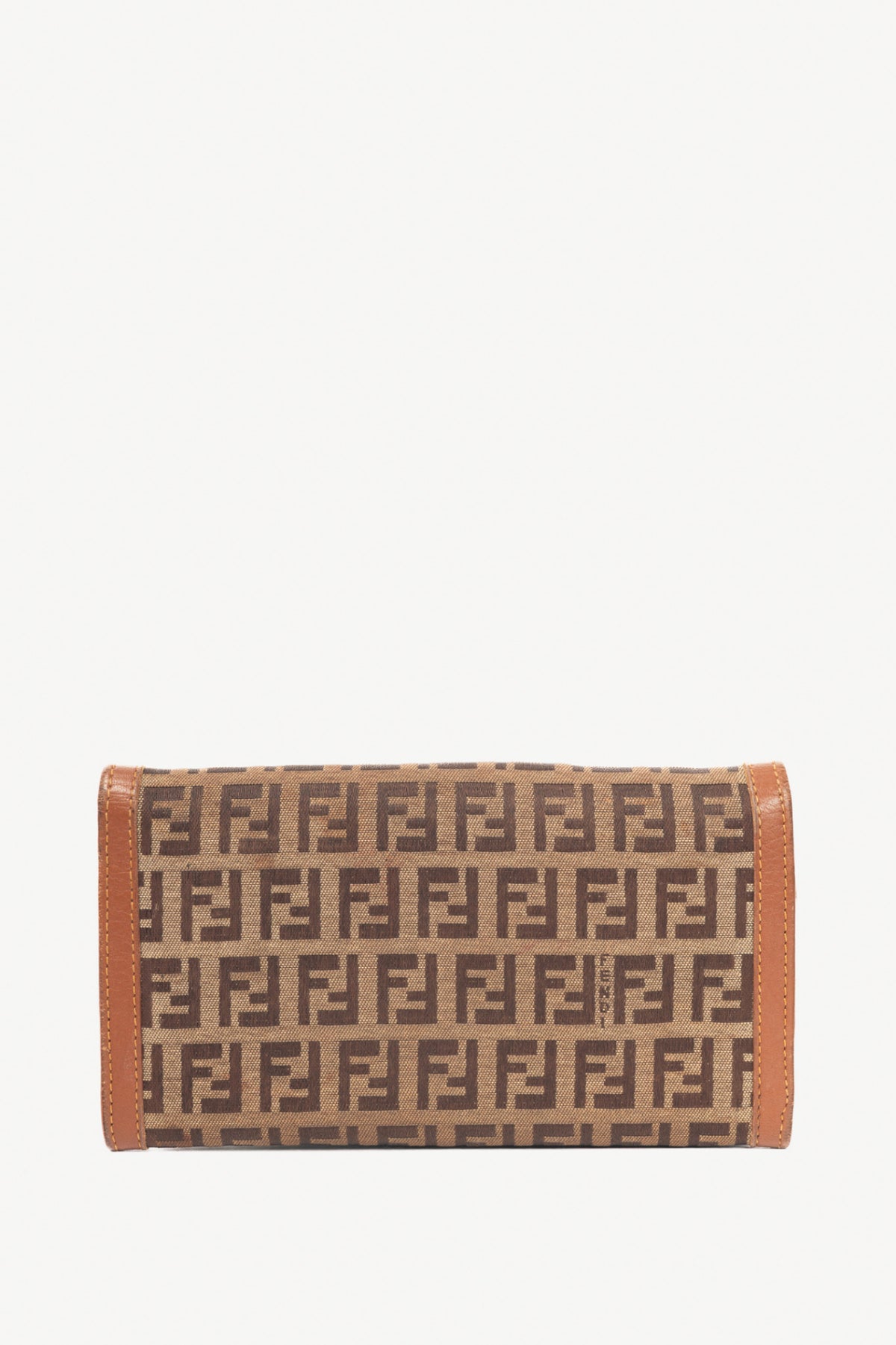 Fendi Beige Zucchino Canvas FF-Charm Long Wallet