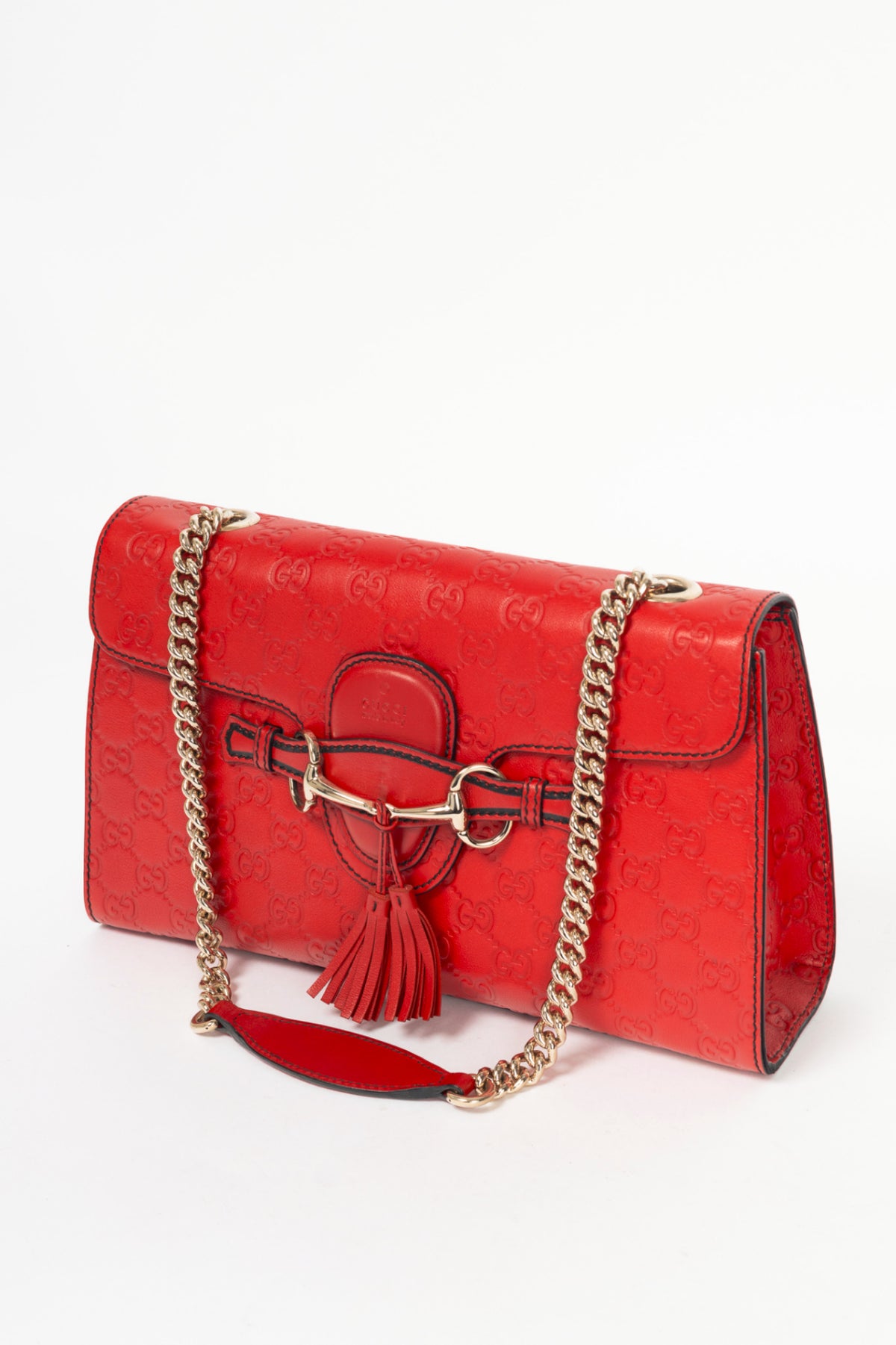Gucci Emily Red Microguccissima Chain Shoulder Bag