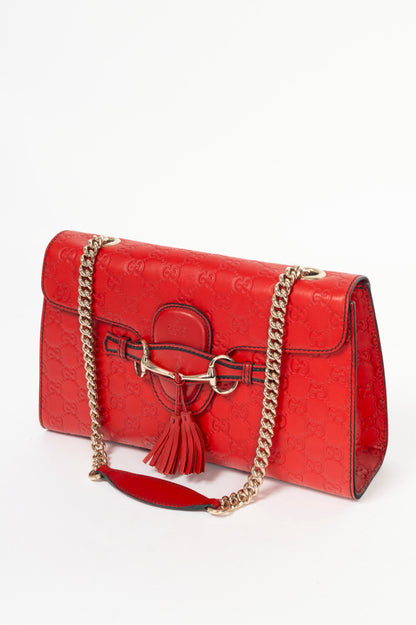 Gucci Emily Red Microguccissima Chain Shoulder Bag