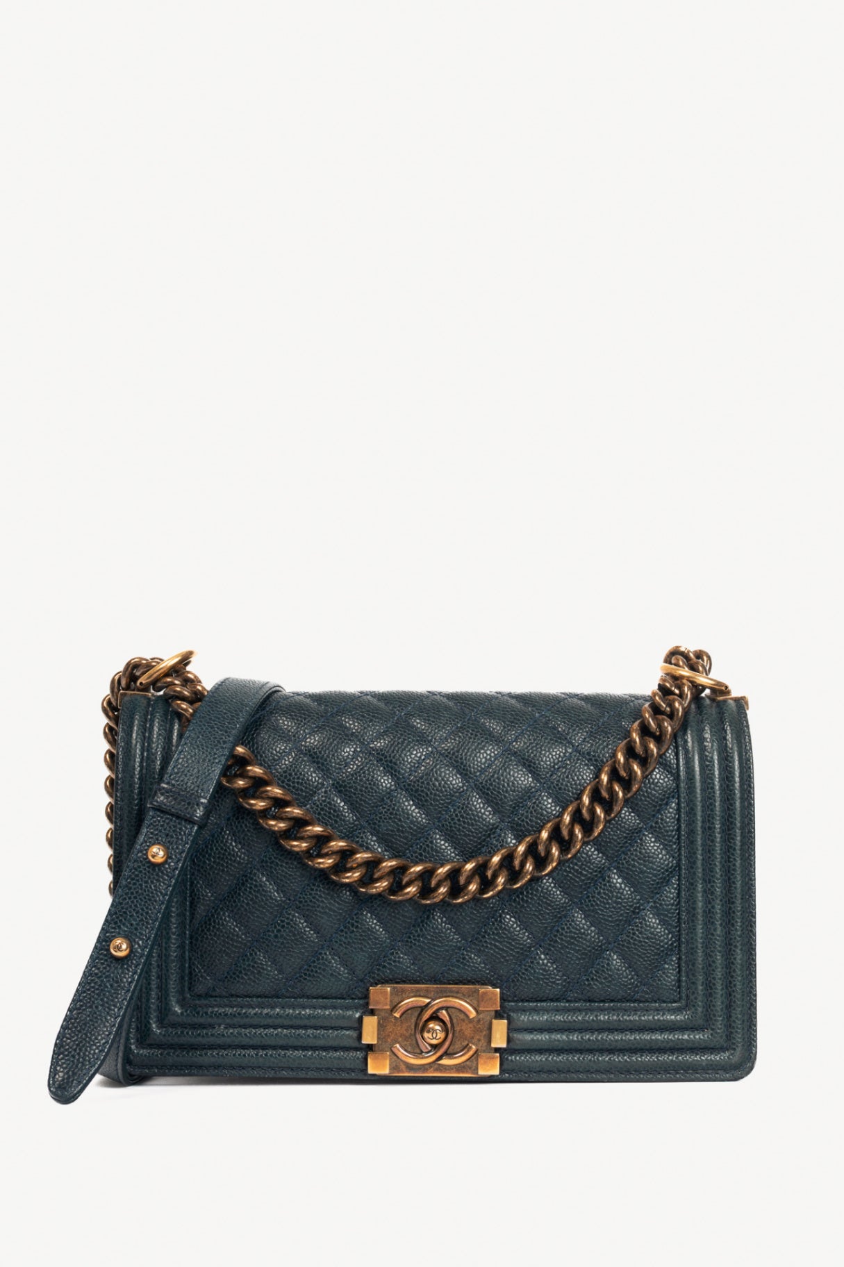 Chanel Medium Boy Navy Quilted Caviar Leather Flap Bag
