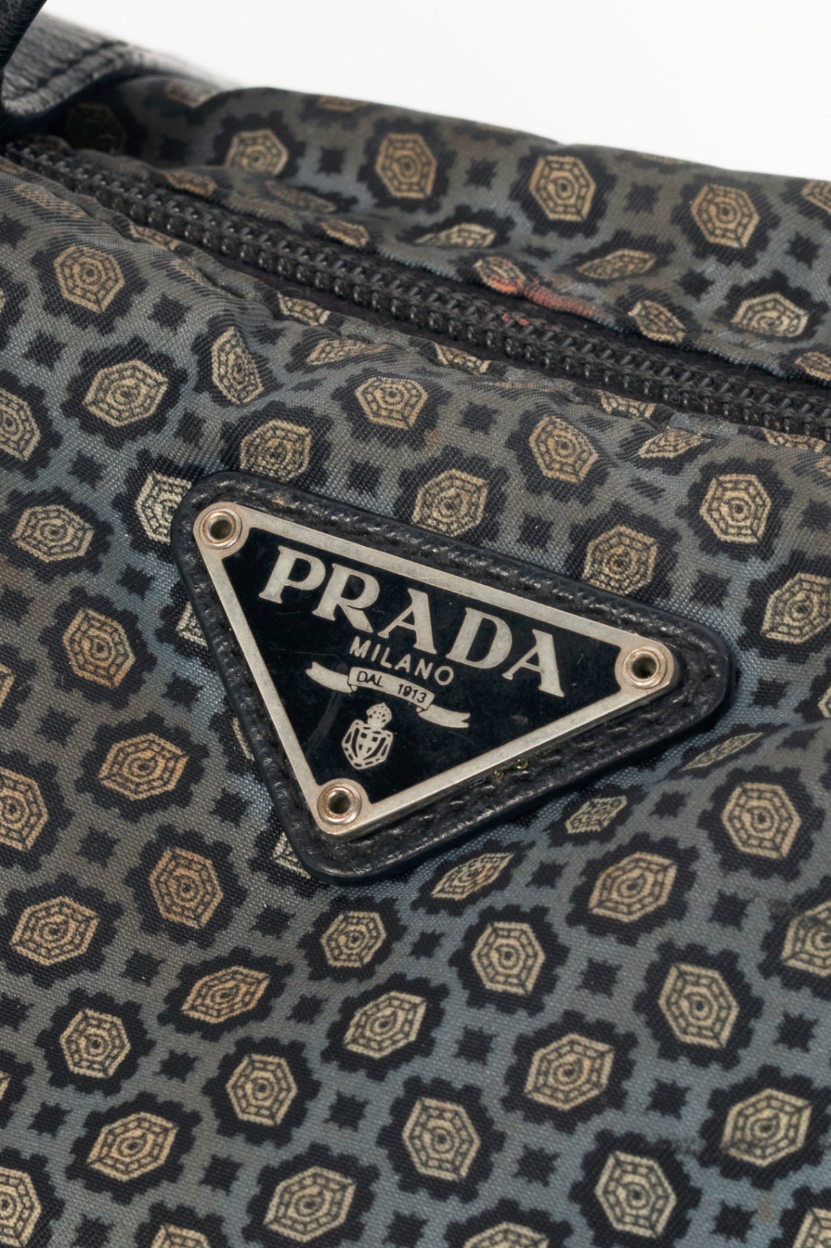 Prada Blue Stampato Tessuto Nylon Tote