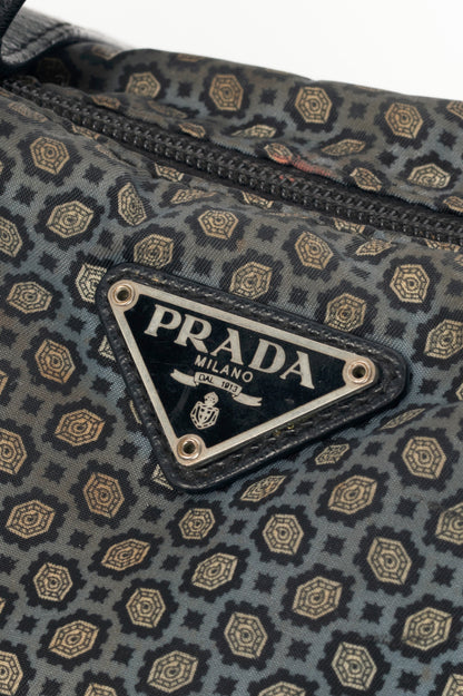 Prada Blue Stampato Tessuto Nylon Tote