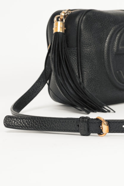 Gucci Soho Disco Black Pebbled-Leather GG Crossbody