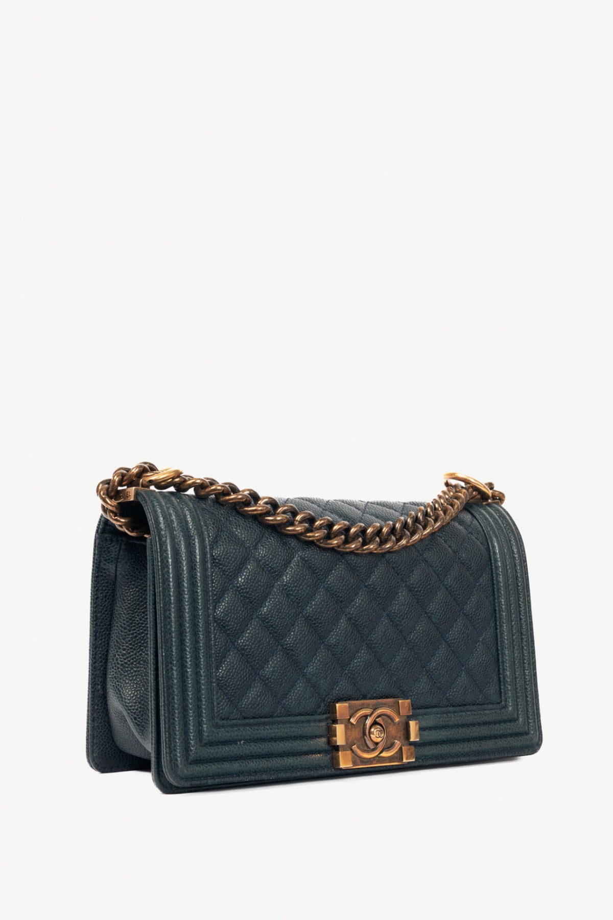 Chanel Medium Boy Navy Quilted Caviar Leather Flap Bag