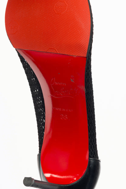 Christian Louboutin Filomena 85 Black Mesh & Leather Pumps
