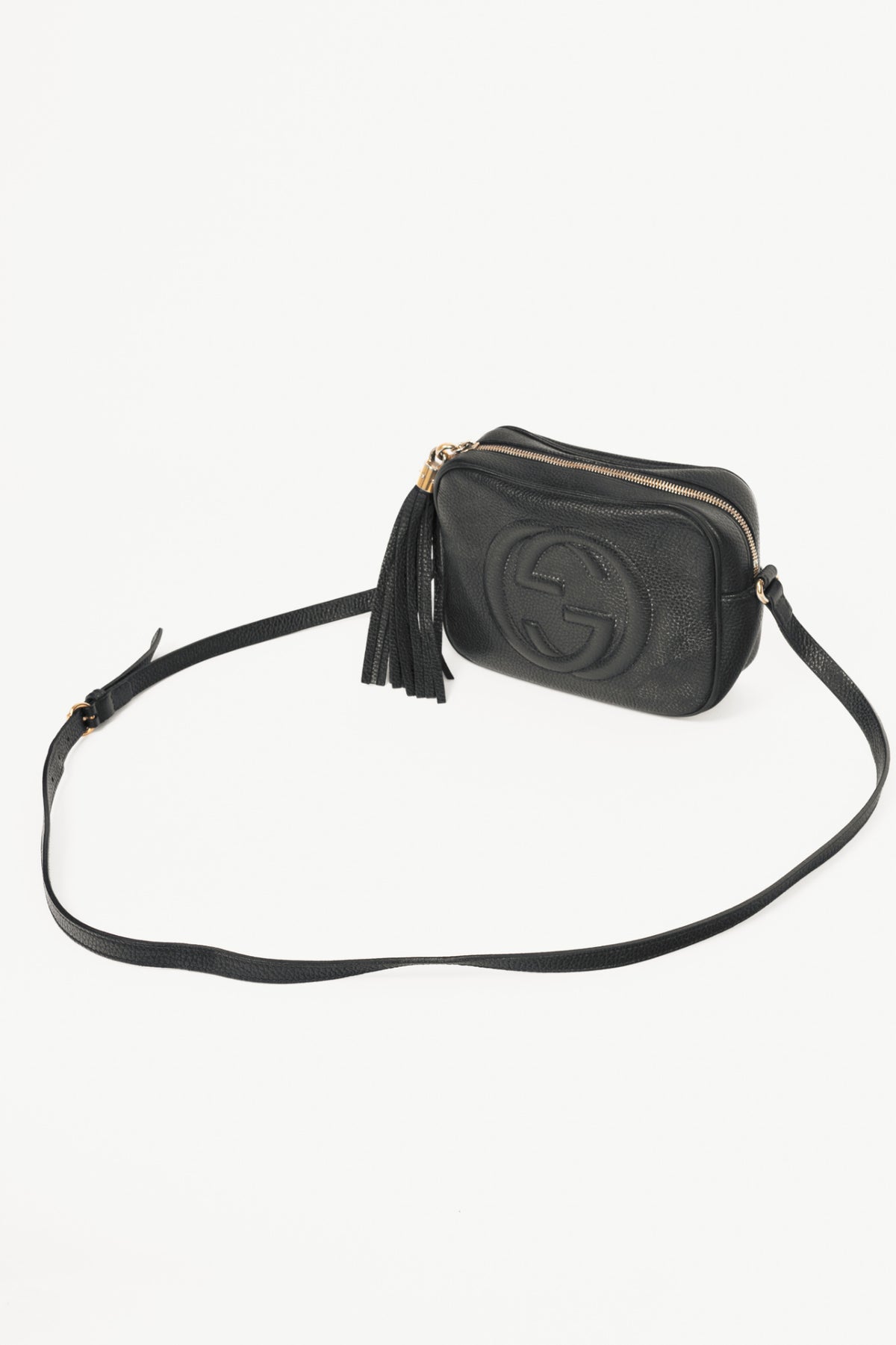 Gucci Soho Disco Black Pebbled-Leather GG Crossbody