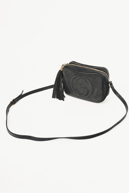 Gucci Soho Disco Black Pebbled-Leather GG Crossbody